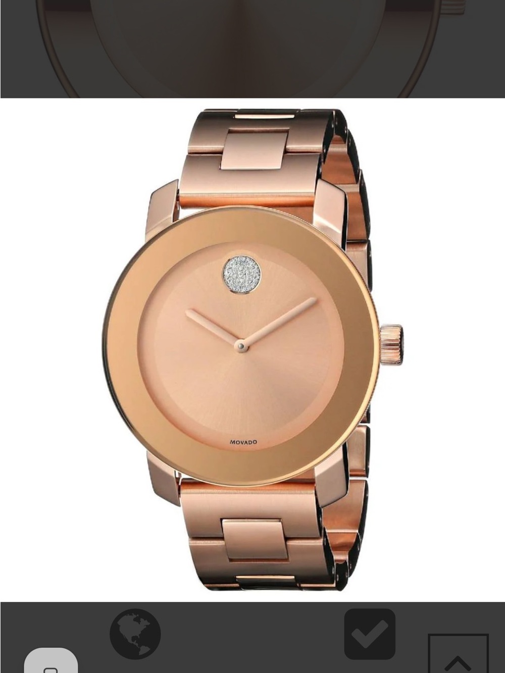 Movado Rose Gold-Tone Dial Steel Strap Watch